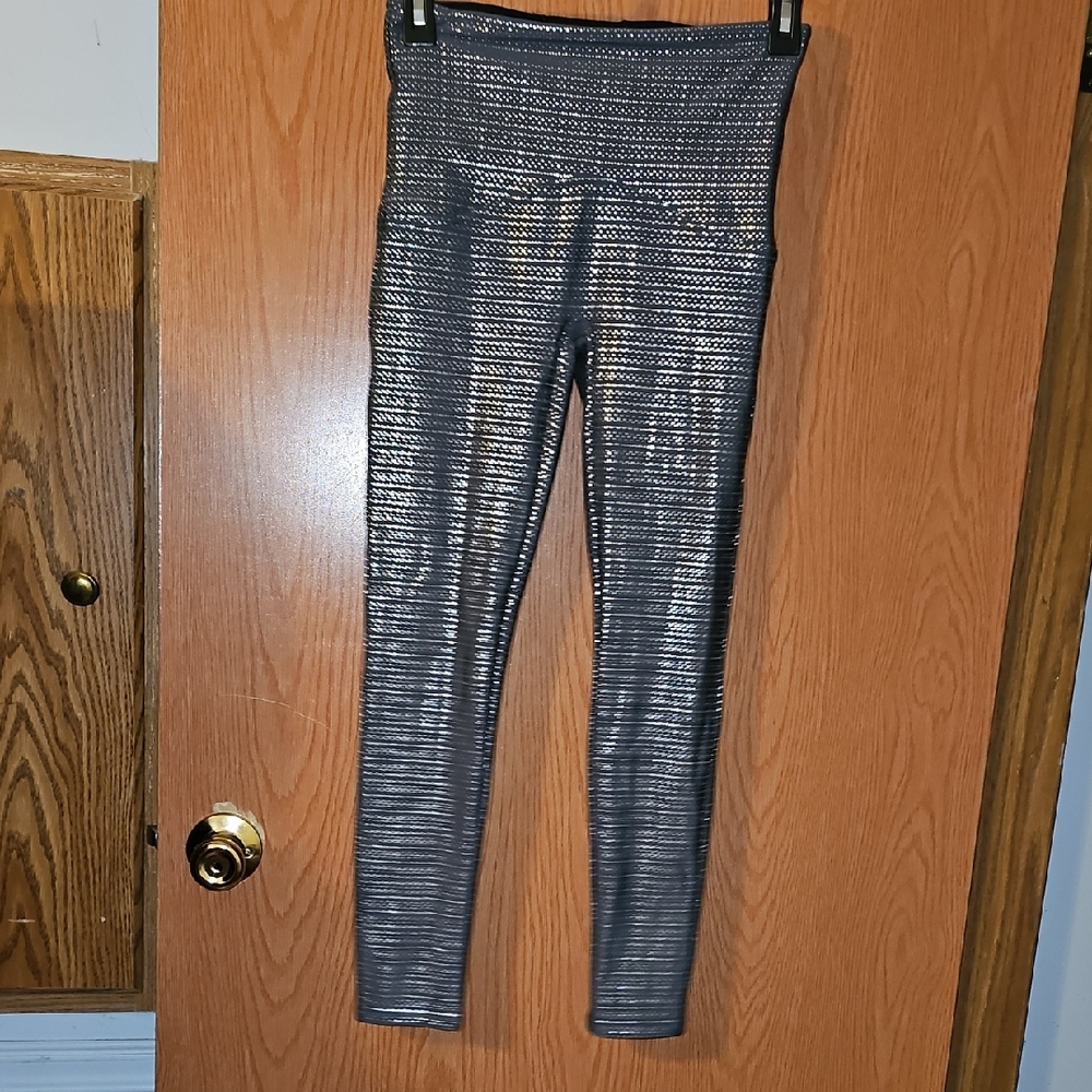 SPANX Grey Leggings with Silver Accents
